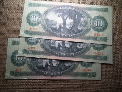 10 forint 1962 3 db sorszámkövető 