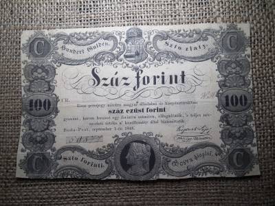 Kossuth 100 forint 1848 , nagyon ritka , sajnos körbe lett vágva , de nem javított , eredeti darab !  G 