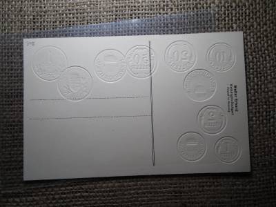 Magyarország érmék dombornyomott pénzes levelezőlap ! Pengő rendszer ! Nagyon ritka ! 