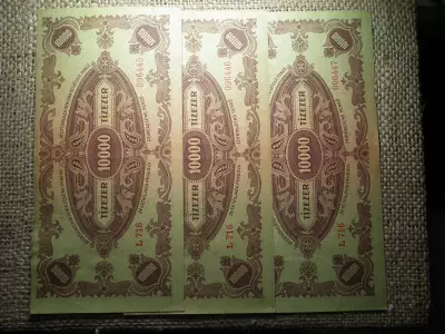 10000 pengő 1945 , 3db sorszámkövető 