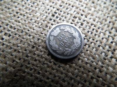 Szerbia , ezüst 50 Para 1879 - Milan Obrenović IV