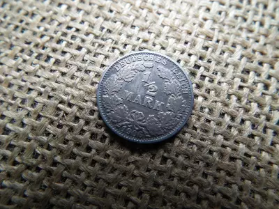 Németország , ezüst 1/2 márka 1906 J , mark , ritka