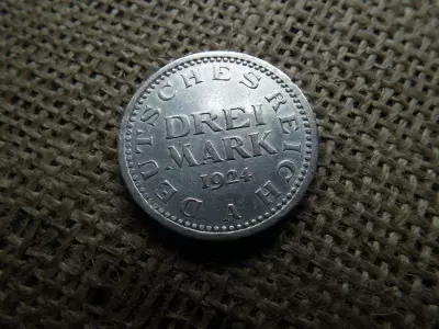 Németország , ezüst 3 márka 1924 A , drei mark