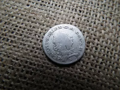 Badeni Magráviat ( Baden , Német Tartományok ) Ezüst 10 krajcár 1767 , Kreuzers – Frigyes Károly , ritka 