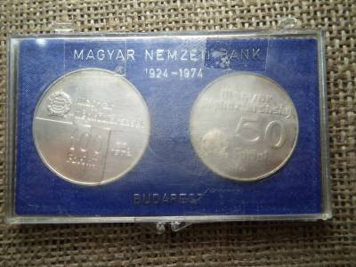 50 éves a Magyar Nemzeti Bank pár 100 és 50 Forint 1974 , eredeti tokban