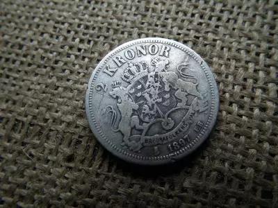 Svédország , ezüst 2 korona 1897 , kronor 