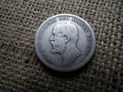 Svédország , ezüst 2 korona 1897 , kronor 