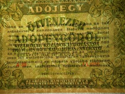 Ötvenezer adópengő 1946 , sorszámos , vízjeles , 50000 Ötvenezer adópengő 1946 , sorszámos , vízjeles , 50000