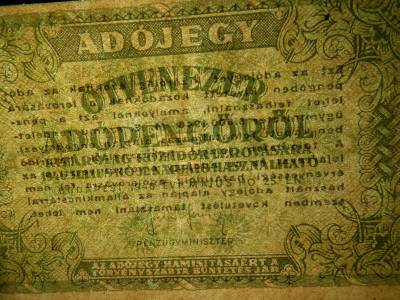 Ötvenezer adópengő 1946 , vízjel nélküli 