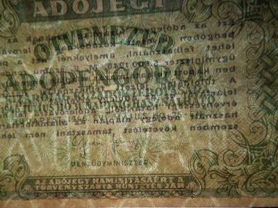 Ötvenezer adópengő 1946 , vízjeles ! Ötvenezer adópengő 1946 , vízjeles !