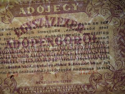 Százezer adópengő 1946 , vízjeles , sorszámos  ! 