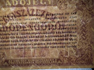Százezer adópengő 1946 , vízjeles , sorszám nélkül ! 