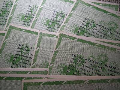 Ötvenezer adópengő 1946 , sorszám nélküli ! 13 db sorszámkövető :) nyomdahibás ! 