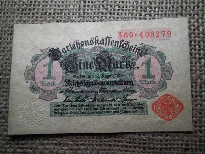 1 márka 1914 , Mark Darlehenskassenschein, Red Seal