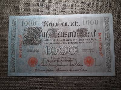 1000 márka 1910 , Mark Reichsbanknote; red seals 1000 márka 1910 , Mark Reichsbanknote; red seals