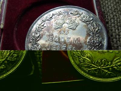 1890 Az érdem jeléül /  Alföldi és Délmagyarországi Általános Kiállítás Aradon , extra , ritka ezüst érem , eredeti doboz ! 