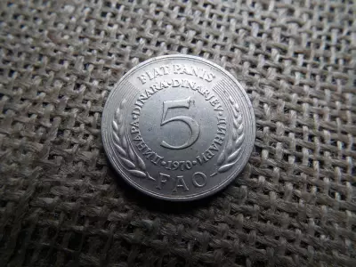 Jugoszlávia 5 dinar 1970 FAO , dinara