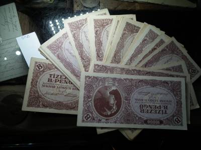 50 db , nagyon szép Tízezer B.-pengő 1946 , ritkább !  10000 