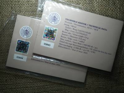 100 éves a Magyar Nemzeti Bank MNB 100 forint 2024 - első napi veret , 2 db sorszámkövető 100 éves a Magyar Nemzeti Bank MNB 100 forint 2024 - első napi veret , 2 db sorszámkövető