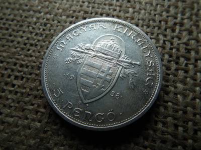 5 pengő 1938 , Szent István , ezüst 