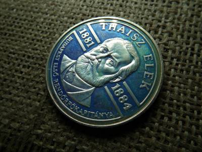 THAISZ ELEK BUDAPEST ELSŐ RENDŐRFŐKAPITÁNYA EMLÉKÉREM , EZÜST PP 