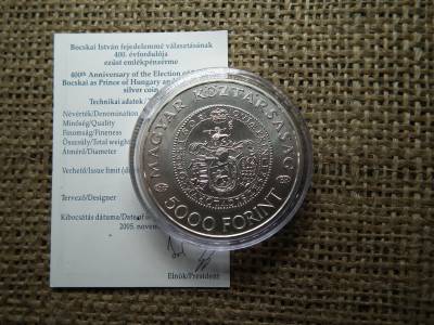 BOCSKAI ISTVÁN 5000 FORINT 2005 EZÜST BU + certi BOCSKAI ISTVÁN 5000 FORINT 2005 EZÜST BU + certi