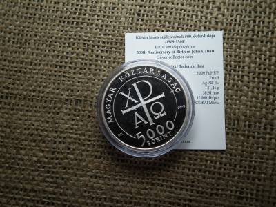 KÁLVIN JÁNOS 5000 FORINT 2009 EZÜST PP + Certi 