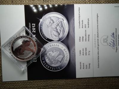 Ausztrália ezüst 1 dollár 2012 , dollar , Koala , 1 uncia szín ! 