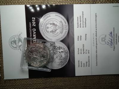 Ruanda ezüst 50 frank 2012 , francs , Orrszarvú borjával , 1 uncia szín 
