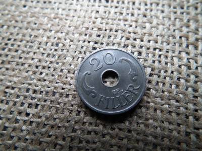 20 fillér 1943 , sherardírozott 20 fillér 1943 , sherardírozott