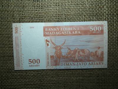 Madagaszkár 500 ariary 2004 , 2500 francs , frank , UNC , A1 Madagaszkár 500 ariary 2004 , 2500 francs , frank , UNC , A1