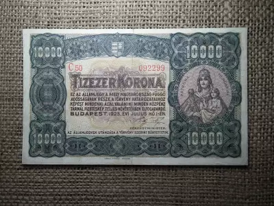 10000 korona 1923 , tízezer , nagyon szép , Orell 