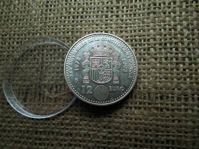 Spanyolország ezüst 12 euró 2003 , euro , I. János Károly spanyol alkotmány