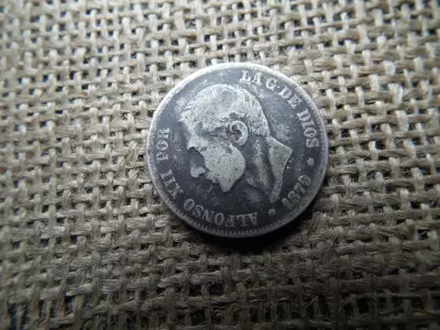 Spanyolország , ezüst 2 pesetas 1879 , pezeta , peseta 