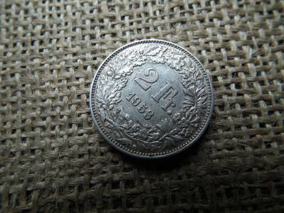 Svájc , ezüst 2 frank 1953 , francs 
