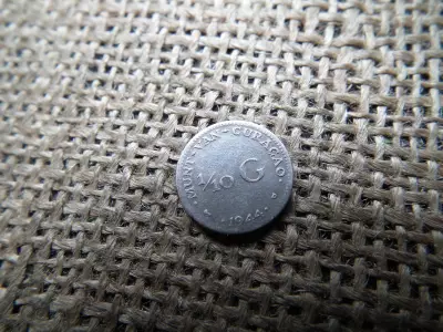 Hollandia , ezüst 1/10 gulden 1944 , 	Curaçao ( holland karibi )