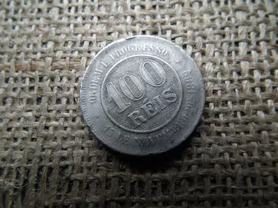 Brazília 100 reis 1894 , réis , 2 felülnyomás 