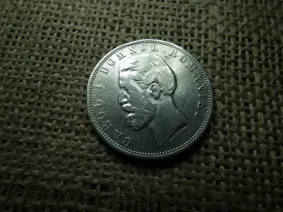 Románia , ezüst 5 lei 1881 , I. Károly 