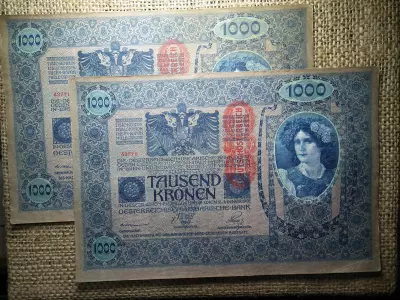 1000 korona 1902 , 2 db sorszámkövető 