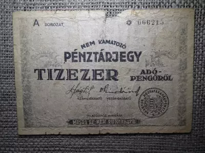 Tízezer adópengő pénztárjegy 